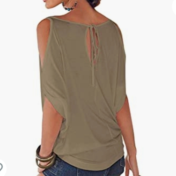 𝅺Olive Green Cold Shoulder Top - Picture 2 of 5